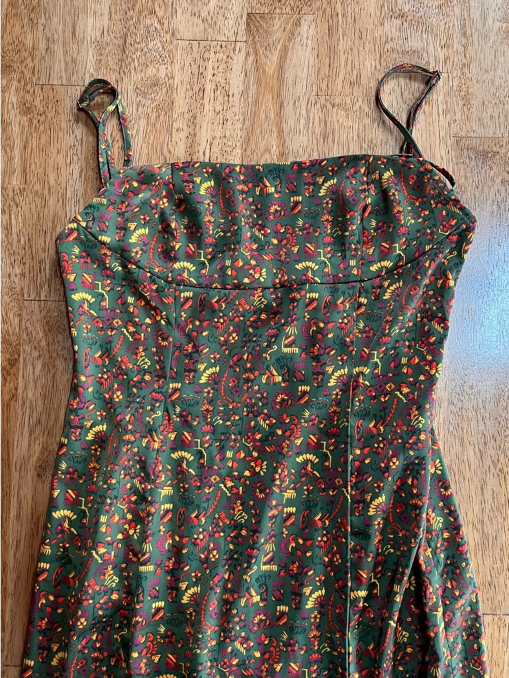 Urban Outfitters Green Floral Spaghetti Strap Maxi Dress